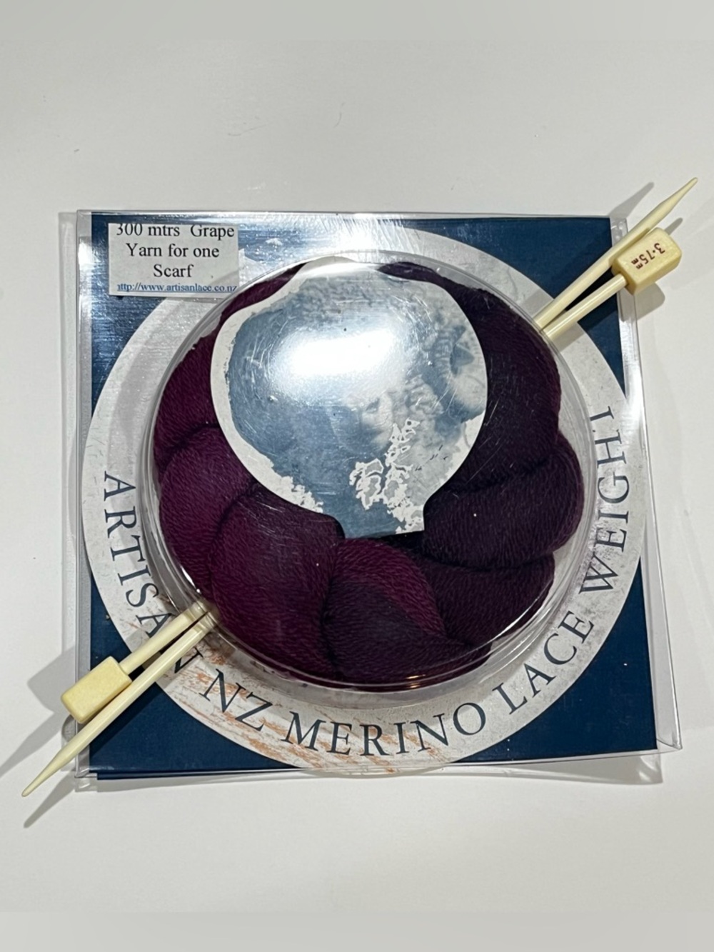 Artisan New Zealand Merino Lace Weight Yarn and Needles Kit Purple